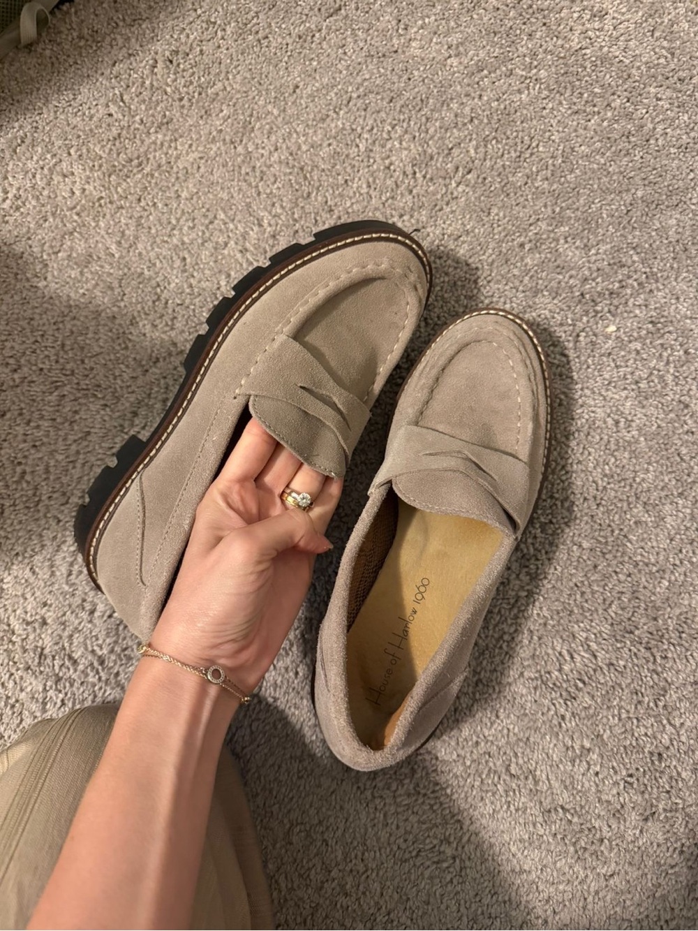 Woman’s Suede Penny Loafers in Beige